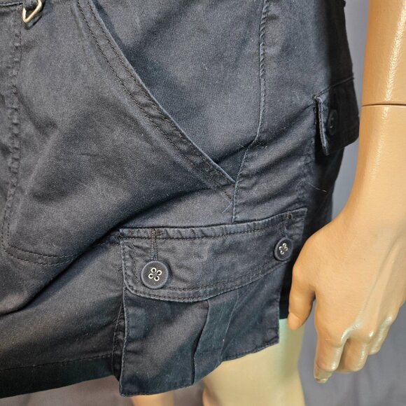 Y2K Black Cargo Mini Dress Size M Le Chateau Zip Up Flap Pocket Utility Emo Punk - Picture 8 of 12